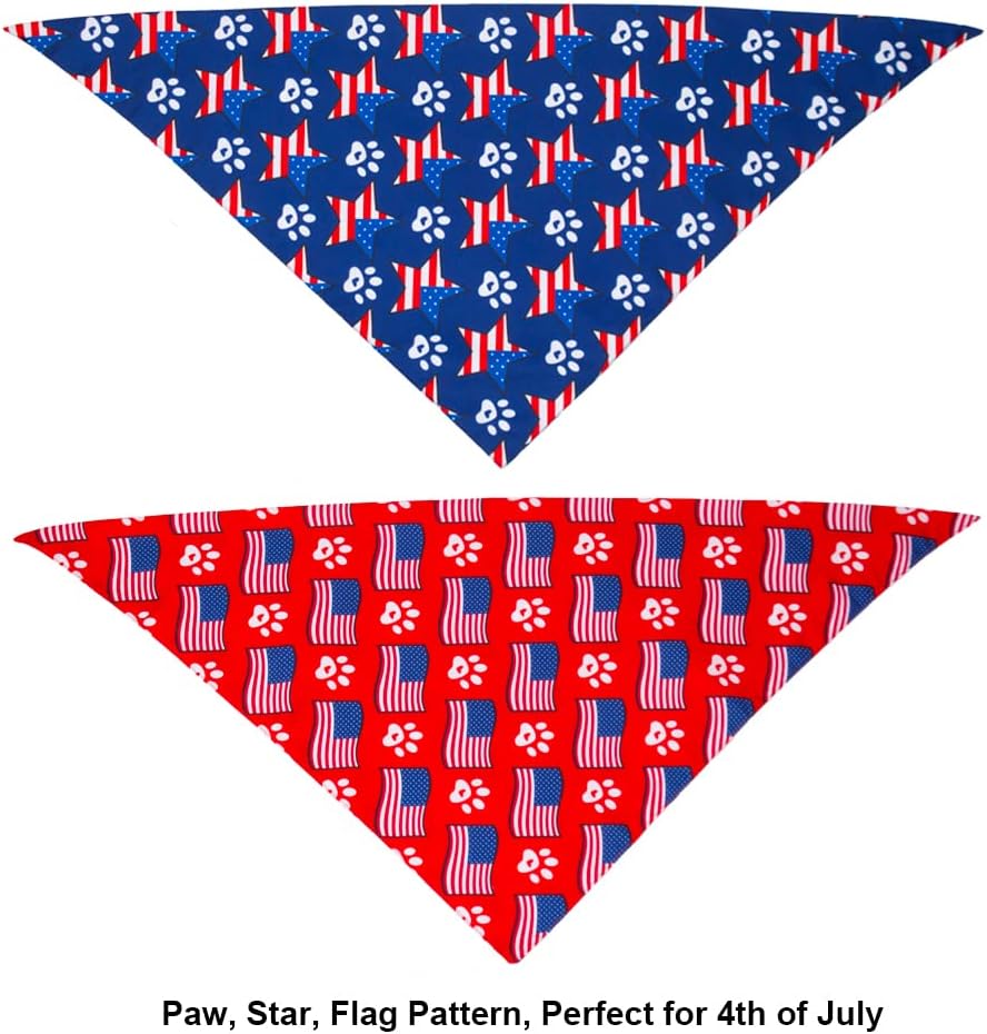 ADOGGYGO red blue and white star pattern dog scarf for large breeds