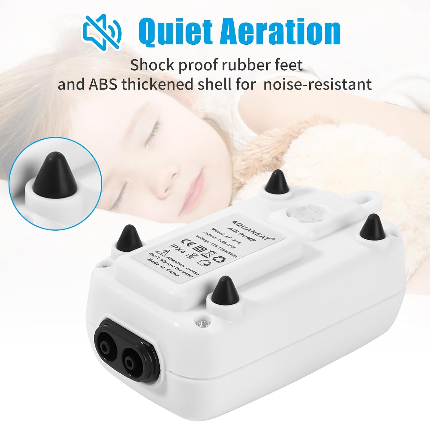 Top view of Aquaneat air pump showing airflow control knob