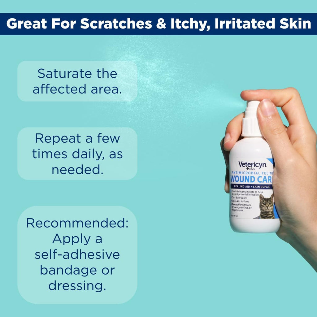 Vetericyn Plus feline skin care spray box and container lifestyle shot