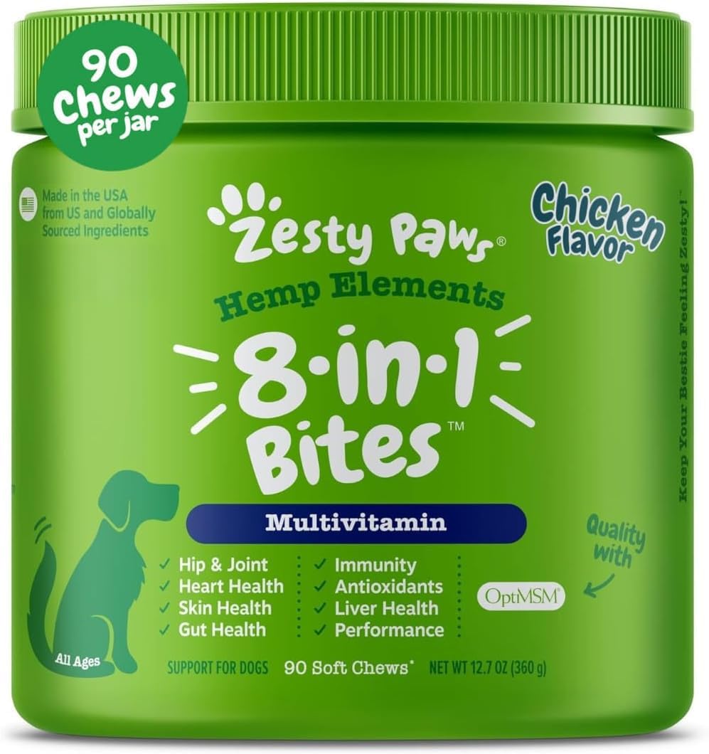 Zesty Paws Dog Multivitamin, Chewable Dog Vitamins and Supplements for Hip & Joints, Skin & Coat, Omega 3 Fish Oil for Dogs- Senior & Puppy Multivitamin- Chicken- 90ct - Image 9