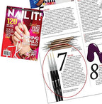 Packaging and presentation view of the 3 piece professional nail art striping brush kit.