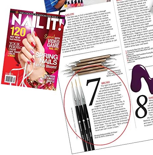 Packaging and presentation view of the 3 piece professional nail art striping brush kit.