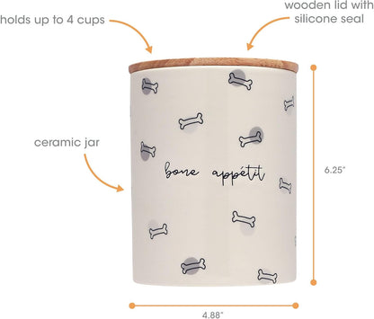 Side view of Pearhead ceramic jar with bone pattern design