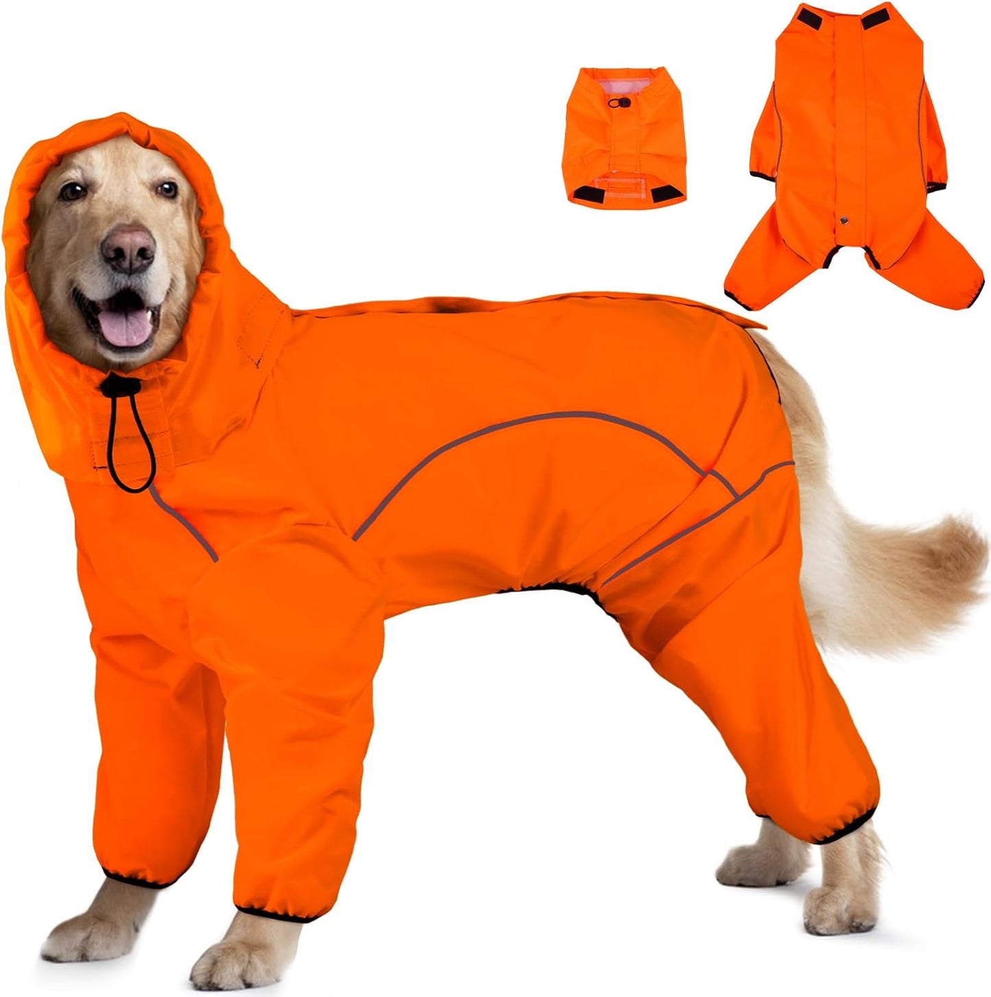 Dog Raincoat, Waterproof Dog Rain Jacket with Removable HoodAdjustable 4 Legs Pet Poncho with Leash HoleReflective Stripe Hooded Snowproof Windproof Clothes for Small to 3X-Large Dogs, 2XL - Image 9