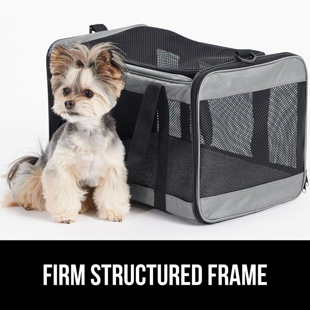 GORILLA GRIP Cat Carrier Travel Bag Up to 15 Lbs, Soft Collapsible Small Dog Carriers, Top and Side Entry Breathable Mesh, Grip Feet on Underside, Cozy Washable Waterproof Pad, Portable Kennel, Gray - Image 9