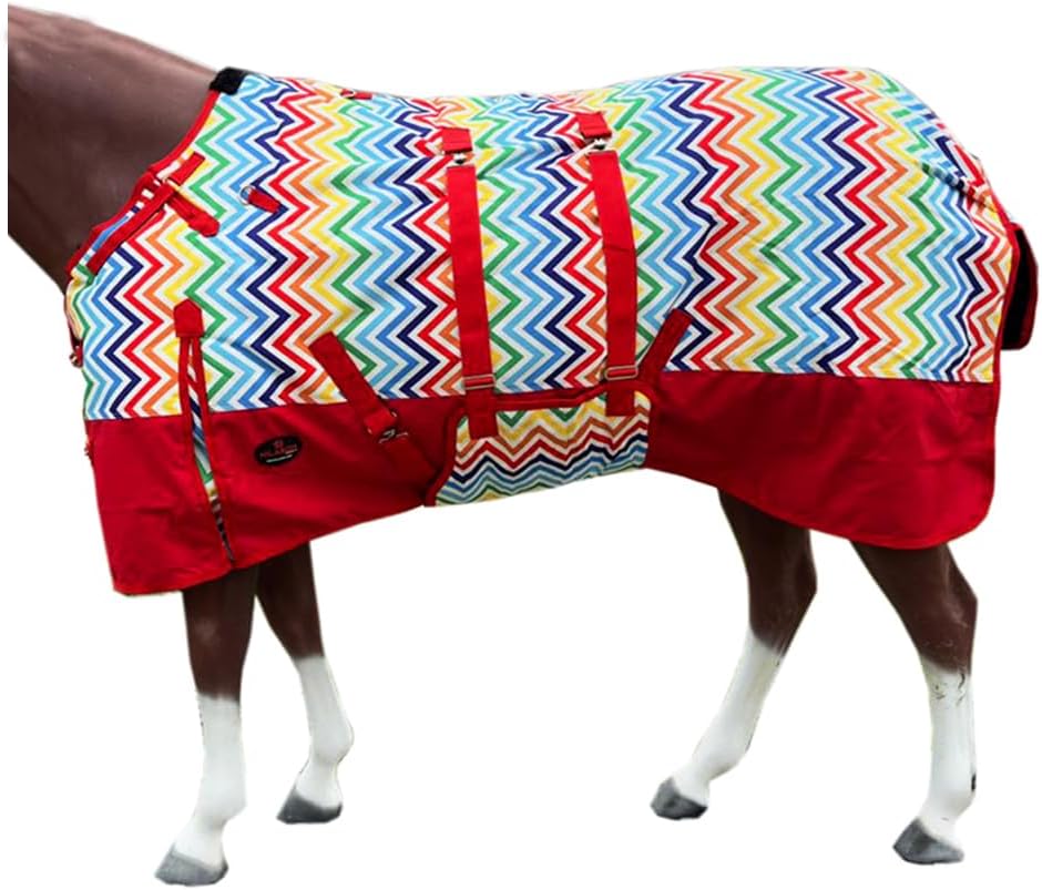 Black Aztec 72 in HILASON 1200D Winter Waterproof Poly Horse Turnout Blanket Belly Wrap - Image 11