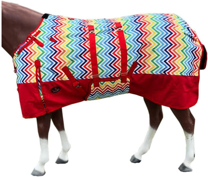 Black Aztec 72 in HILASON 1200D Winter Waterproof Poly Horse Turnout Blanket Belly Wrap - Image 11