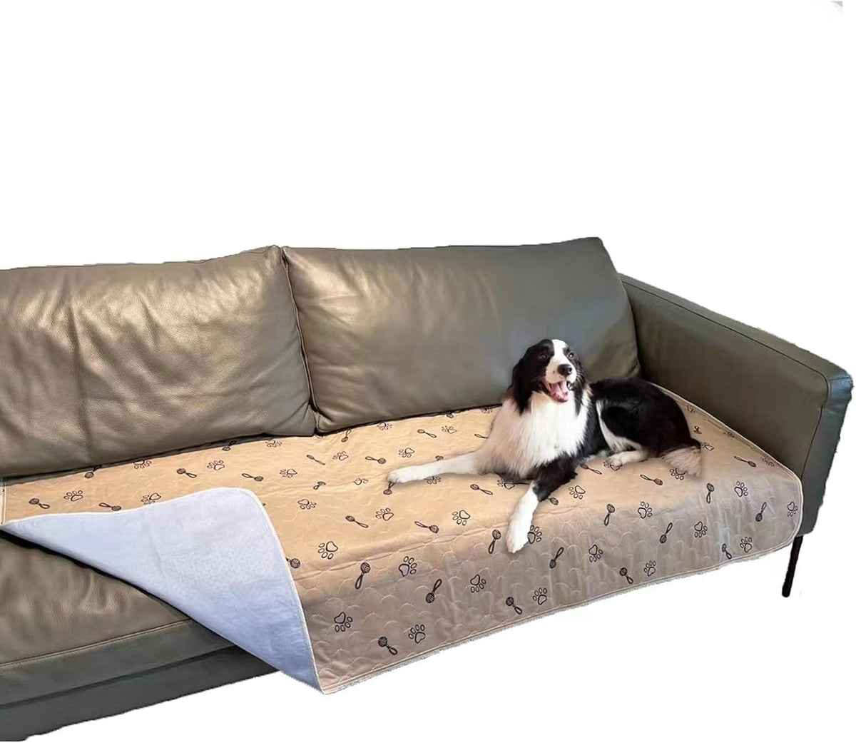 Small puppy resting on Peepeego grey dog pad