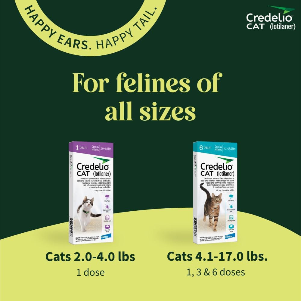 Credelio CAT Flea & Tick Infestation Prevention and Treatment for Cats 4.1-17 lbs. | 1-Month Supply - Image 9
