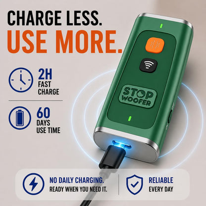 Stopwoofer humane ultrasonic device for indoor and outdoor use