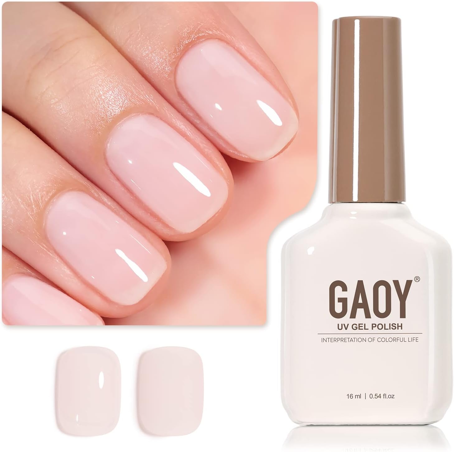 GAOY professional sheer light pink gel nail polish bottle for salons