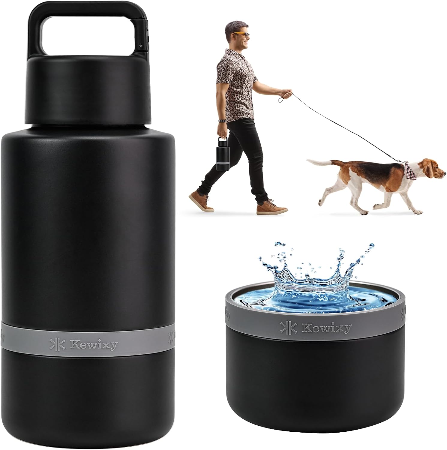 KEWIXY Insulated Dog Water Bottle with Travel Bowl, Dog Lover Gift, Portable Water Bottle Dispenser, Accessories for Car, Hiking, Camping, Outdoor, Leak-Proof, Detachable (Pale Pink) - Image 11