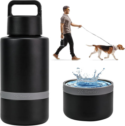 KEWIXY Insulated Dog Water Bottle with Travel Bowl, Dog Lover Gift, Portable Water Bottle Dispenser, Accessories for Car, Hiking, Camping, Outdoor, Leak-Proof, Detachable (Pale Pink) - Image 11