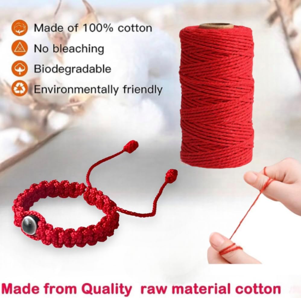 Hand-woven red cotton linen baby bracelet for boy