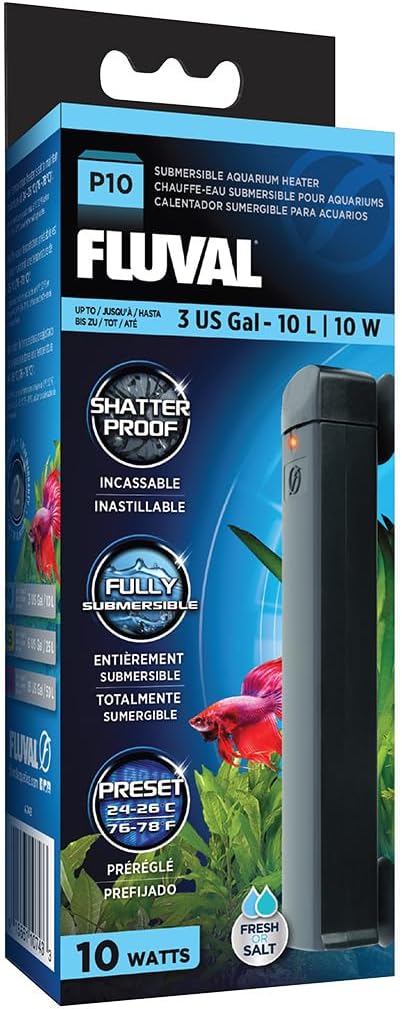 Shatterproof polymer construction of Fluval P25 aquarium heater