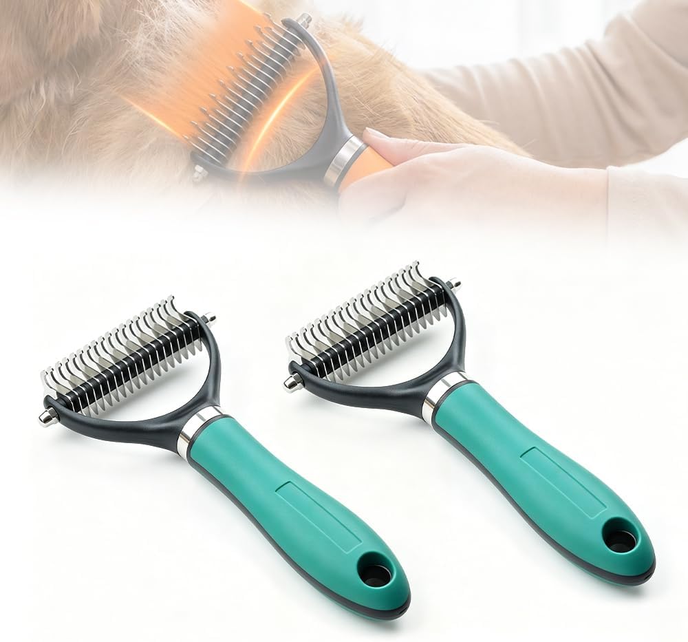 Double-Sided Pet Grooming Brush, 2026 New Undercoat Rake for Long Haired Pets, Durable Dematting Tool for long haired cats, Easy Grip Fur Remover Comb for home use (1, Orange) - Image 10