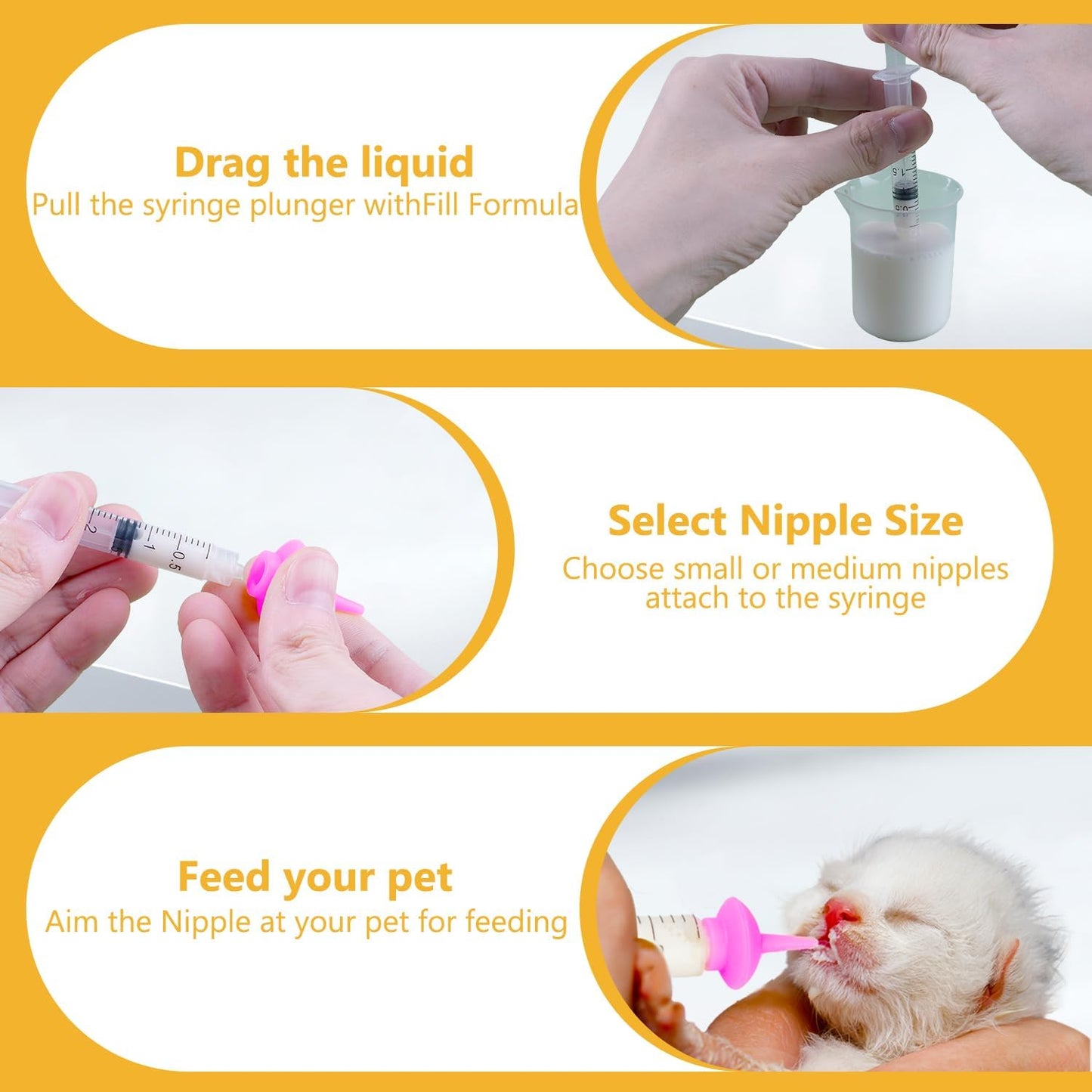 Sixty milliliter curved pet nursing bottle showing the easy-to-squeeze design for orphan animal care.