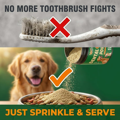 Premium dog breath freshener powder texture close up