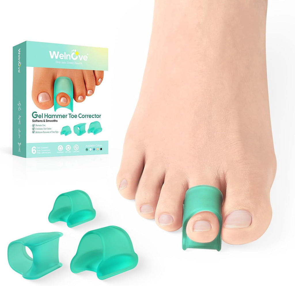 Welnove Hammertoe Corrector 6 pack front view soft gel toe straighteners.