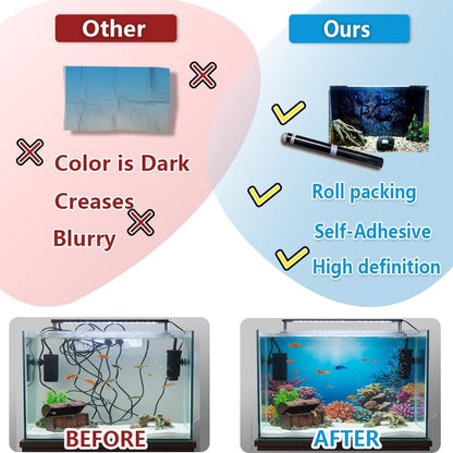 Close up view of the residue free self adhesive backing layer on the LYYAB aquarium decorative poster.