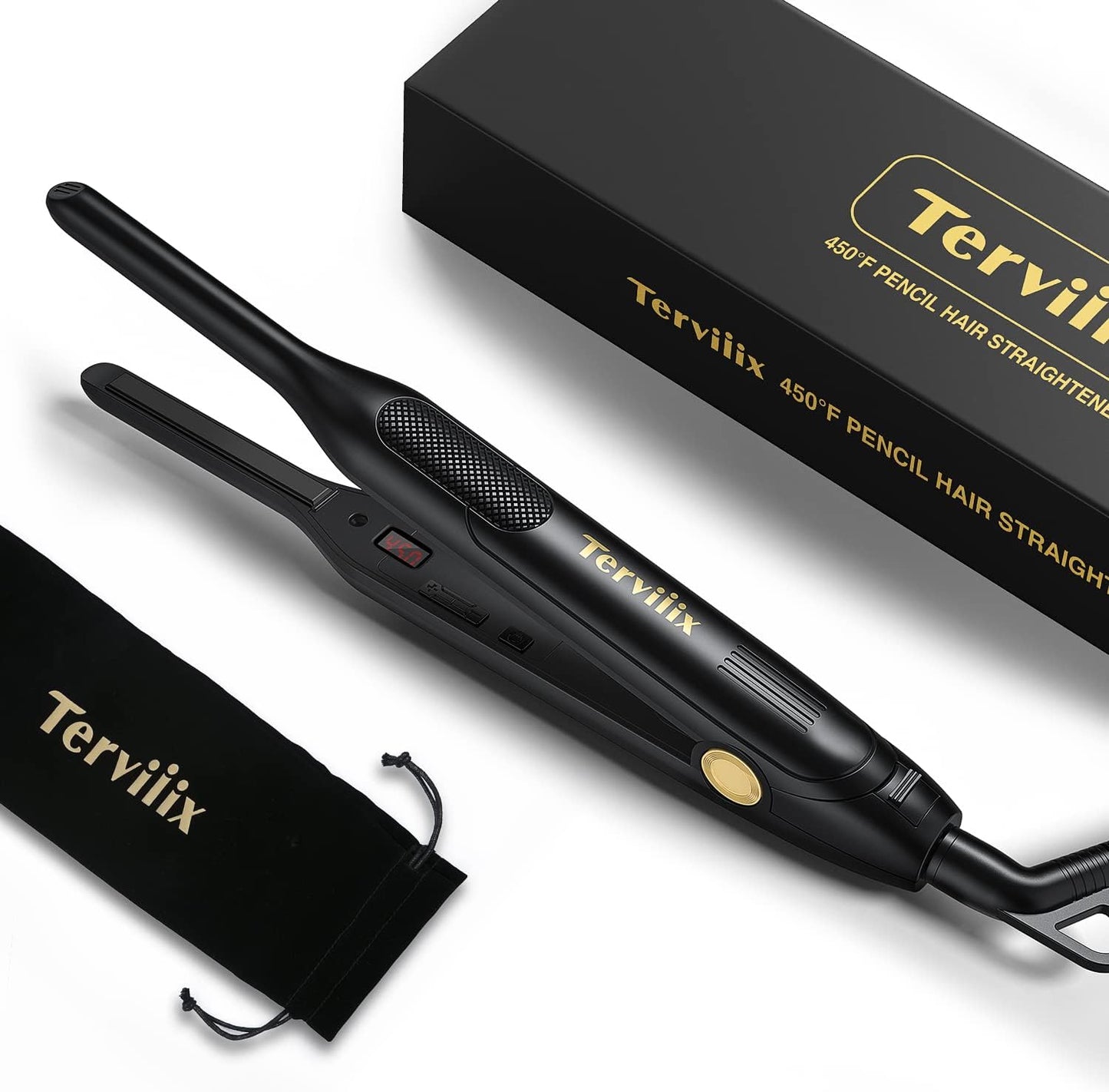 Terviiix Pencil Flat Iron front view for short hair styling