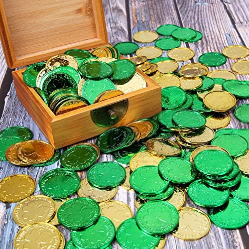 Elcoho St. Patrick's Day coins displayed next to a ruler showing the exact 1.38-inch diameter scale