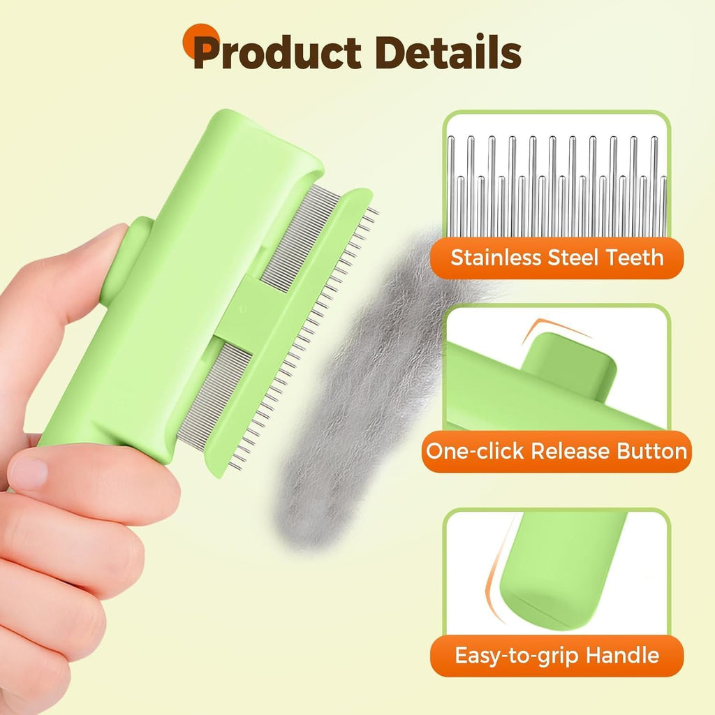 Grooming a dog using Fecovanti flea and shed removal brush