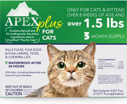 Apex Plus Cat Flea and Tick Treatment | 6-Month Supply, Over 1.5 lbs | Flea Treatment for Cats & Kittens | 24-Hour Activation, Waterproof, 30-Day Protection - Image 10