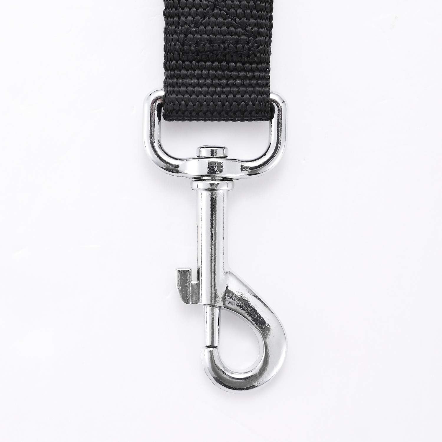 Siumouhoi black dog training lead showing reinforced zigzag stitching