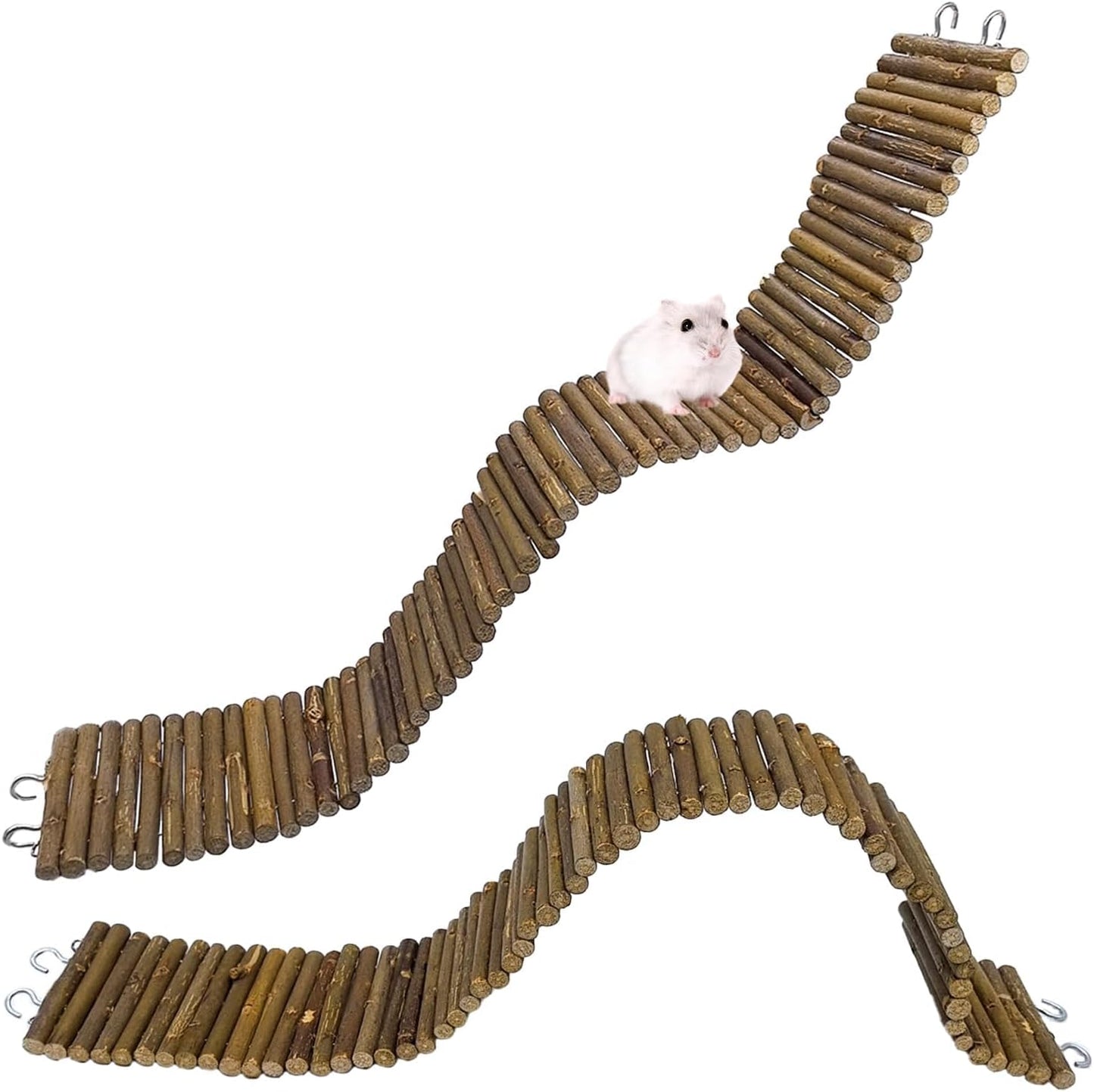 2-Pack Rat Bendy Long Suspension Bridges 19.7 x 2.7 Inch Hamster Climbing Ladder Flexible Wooden Bridge for Dwarf Hamster Sugar Glider Rodents Mouse - Image 1