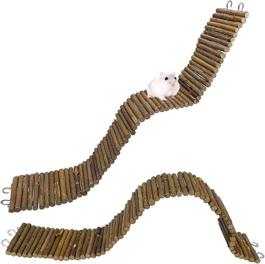 2-Pack Rat Bendy Long Suspension Bridges 19.7 x 2.7 Inch Hamster Climbing Ladder Flexible Wooden Bridge for Dwarf Hamster Sugar Glider Rodents Mouse - Image 1
