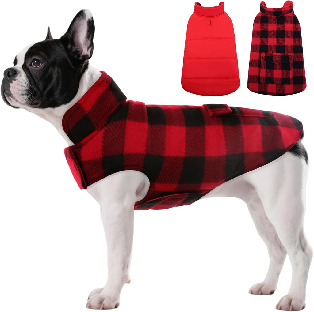 ASENKU Dog Winter Jacket Plaid Reversible Vest, Waterproof Dog Coat for Cold Weather, Perfect for Small to Large Dogs (Coffee, 3XL) - Image 11