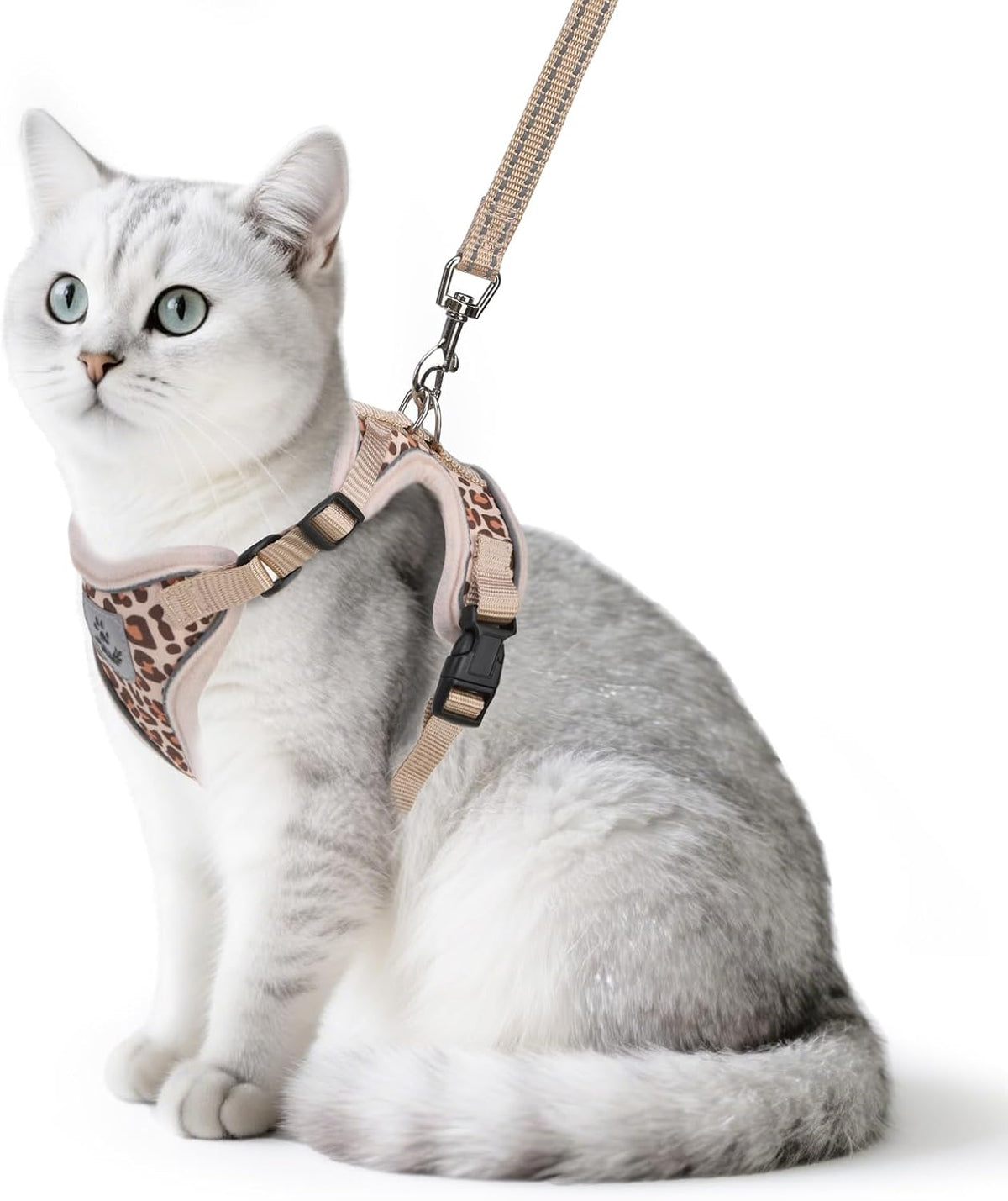 PUPTECK Cat Harness and Leash Set Escape Proof Reflective Cat Walking Harness Adjustable Soft Breathable Mesh Vest for Small Pets, Aquamarine, S - Image 9