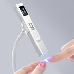 GAOY cordless nail lamp silver front view with stand and LCD display