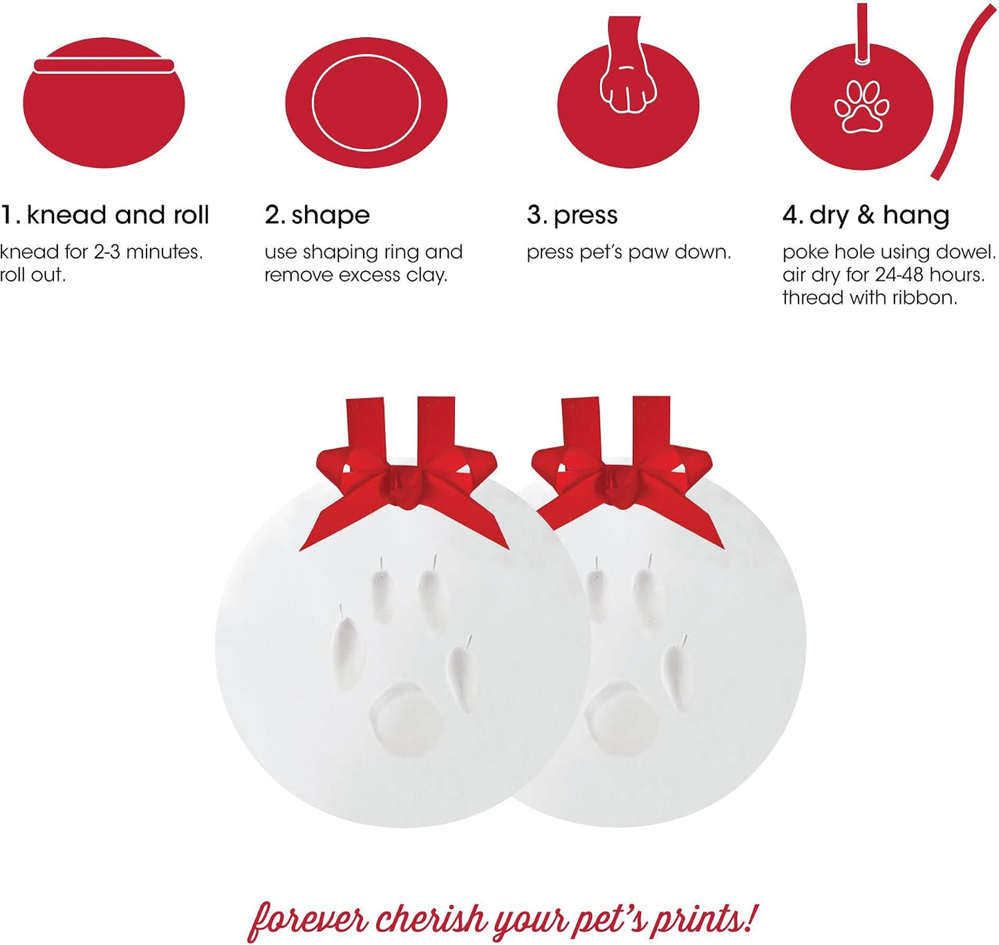 Finished pet paw print ornament on a holiday tree