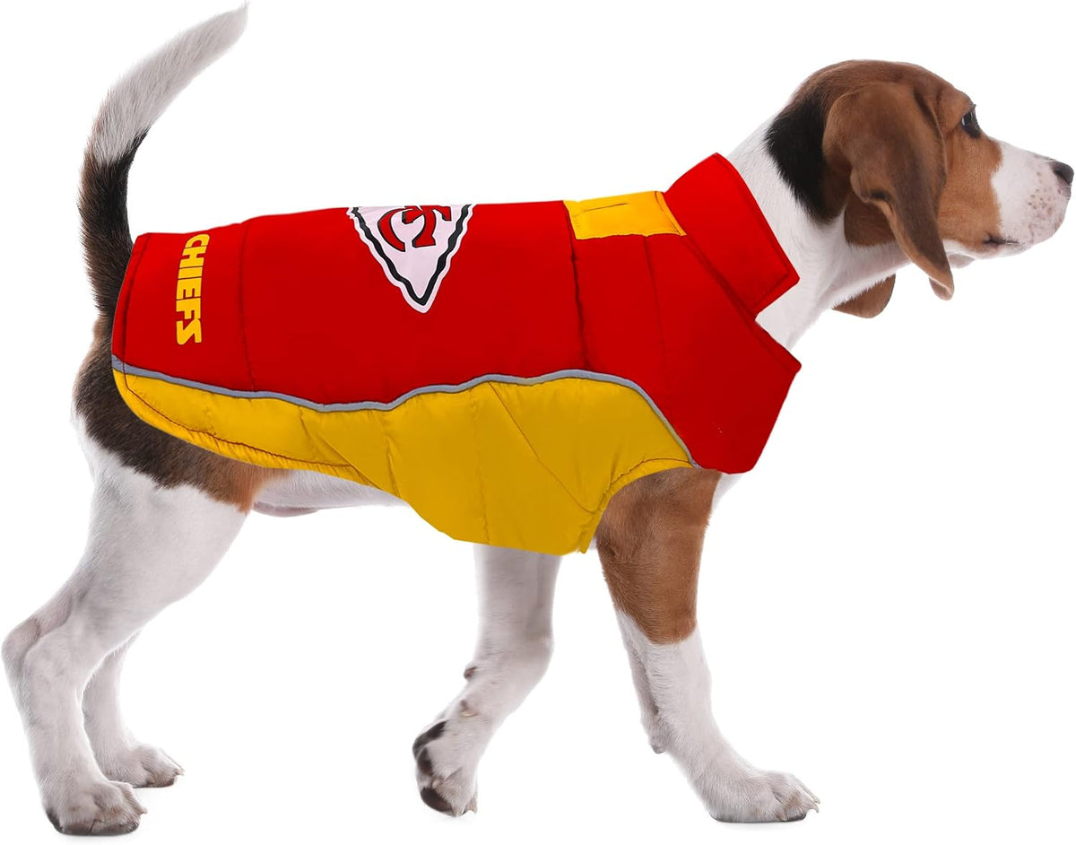 Adjustable belly strap closure detail on the Pets First football team pet vest