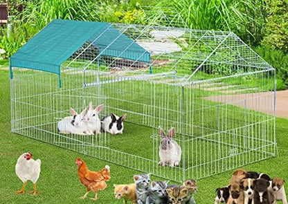 87" x 41" NO Rust Stainless Galvanized Steel Foldable Outdoor Chicken Coop Run Metal Pet Hutch Enclosure Small Animal Playpen Waterproof Cover for Rabbits Chickens - Image 2