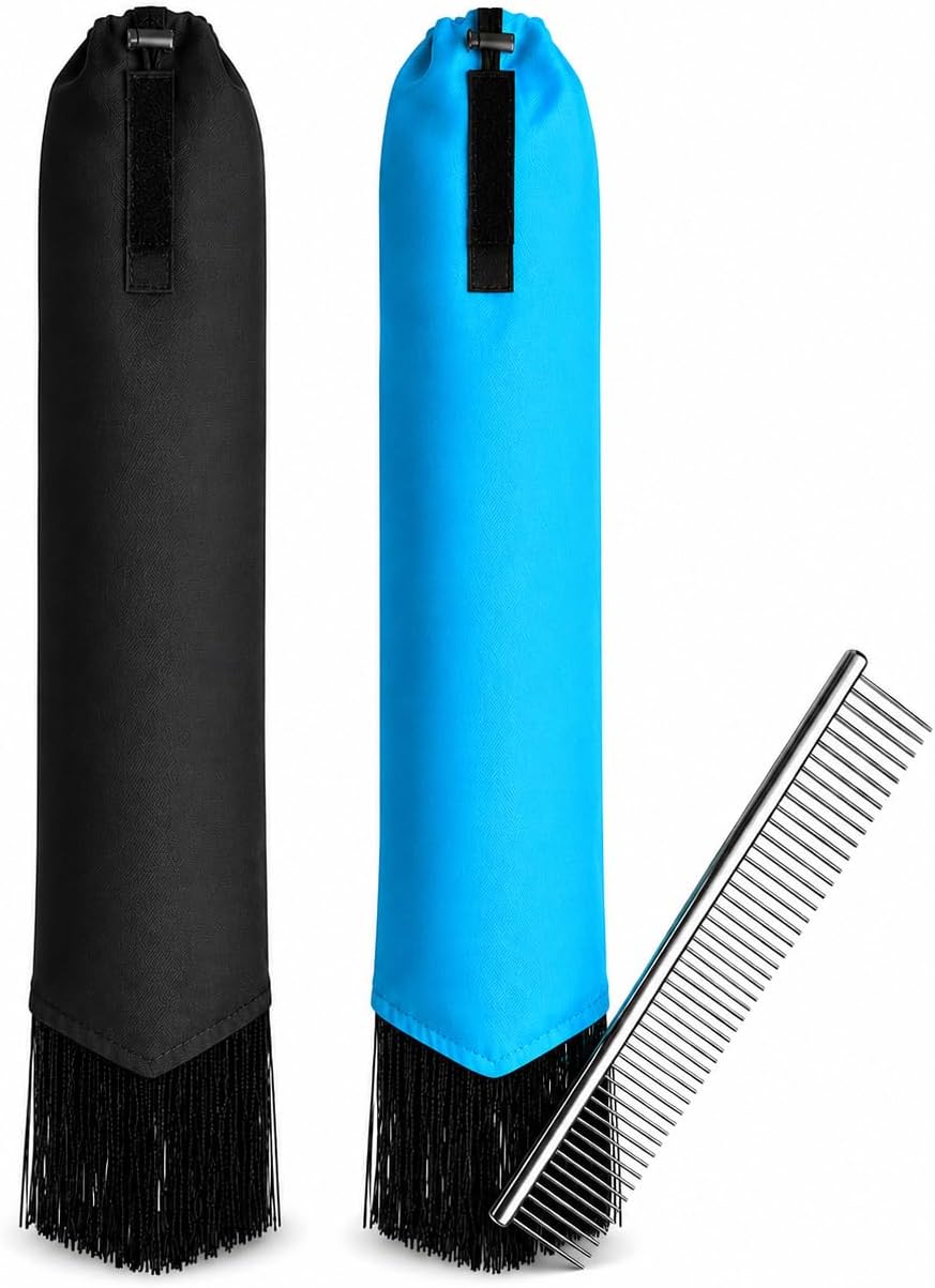 Generic horse tail bag two pack front view featuring blue and black nylon protectors.