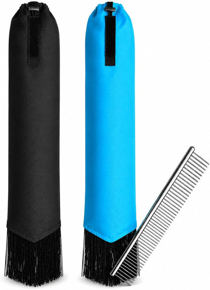 Generic horse tail bag two pack front view featuring blue and black nylon protectors.