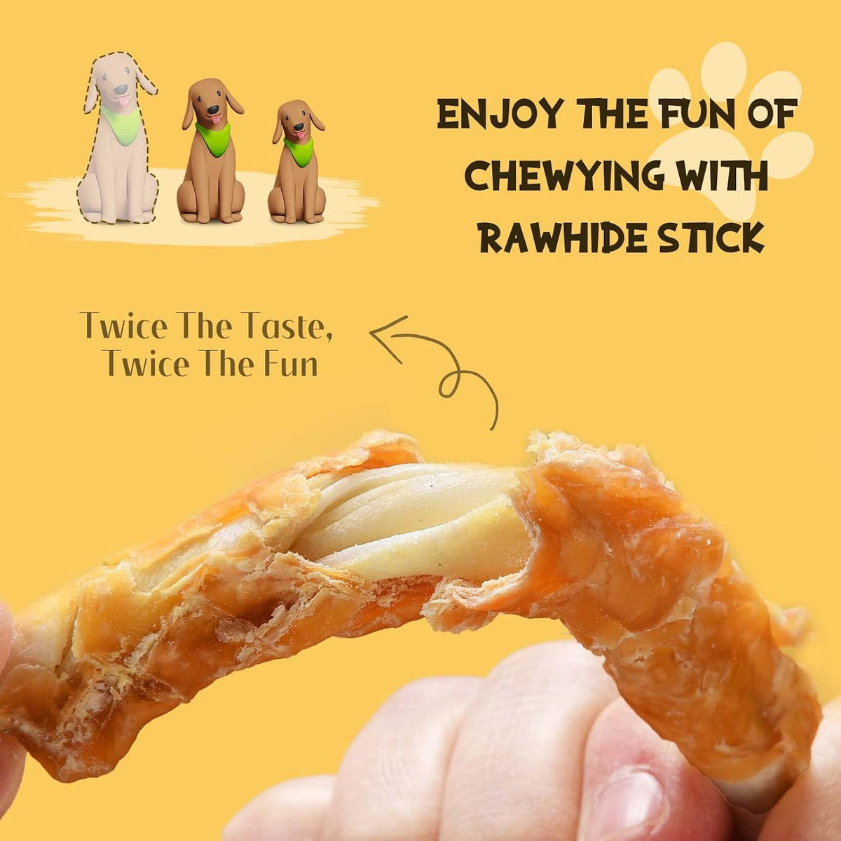 Natural chicken wrapped rawhide stick for training rewards