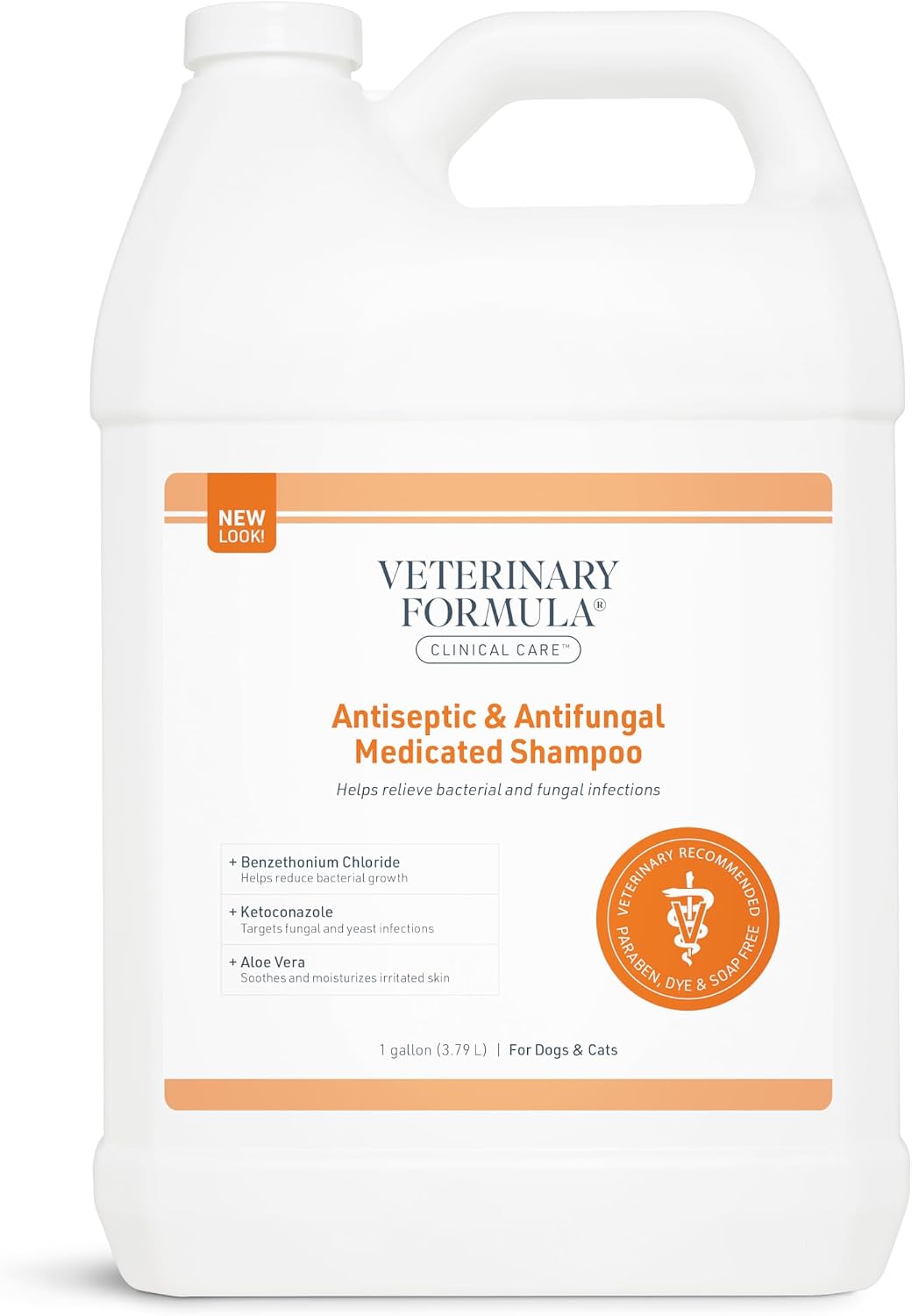 Back of bottle showing ingredients for Veterinary Formula pet shampoo