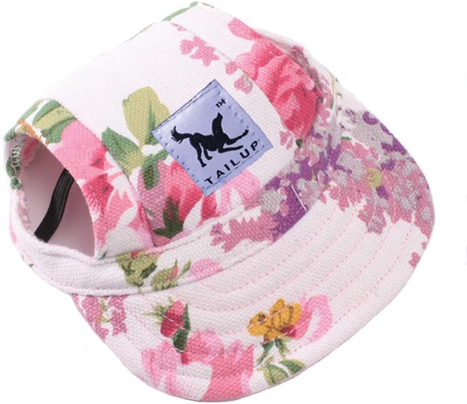 Leconpet Baseball Caps Hats with Neck Strap Adjustable Comfortable Ear Holes for Small Medium and Large Dogs in Outdoor Sun Protection (M, Colour Flower) - Image 9