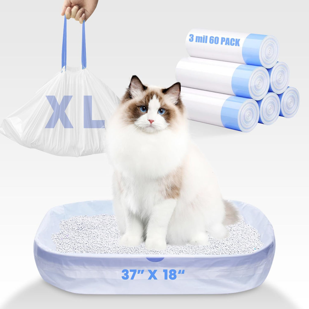 Frnoip jumbo cat litter bags front view packaging box showcasing six rolls of liners