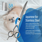 Fenice Totem professional curved scissors displaying the ergonomic finger rest handle design.
