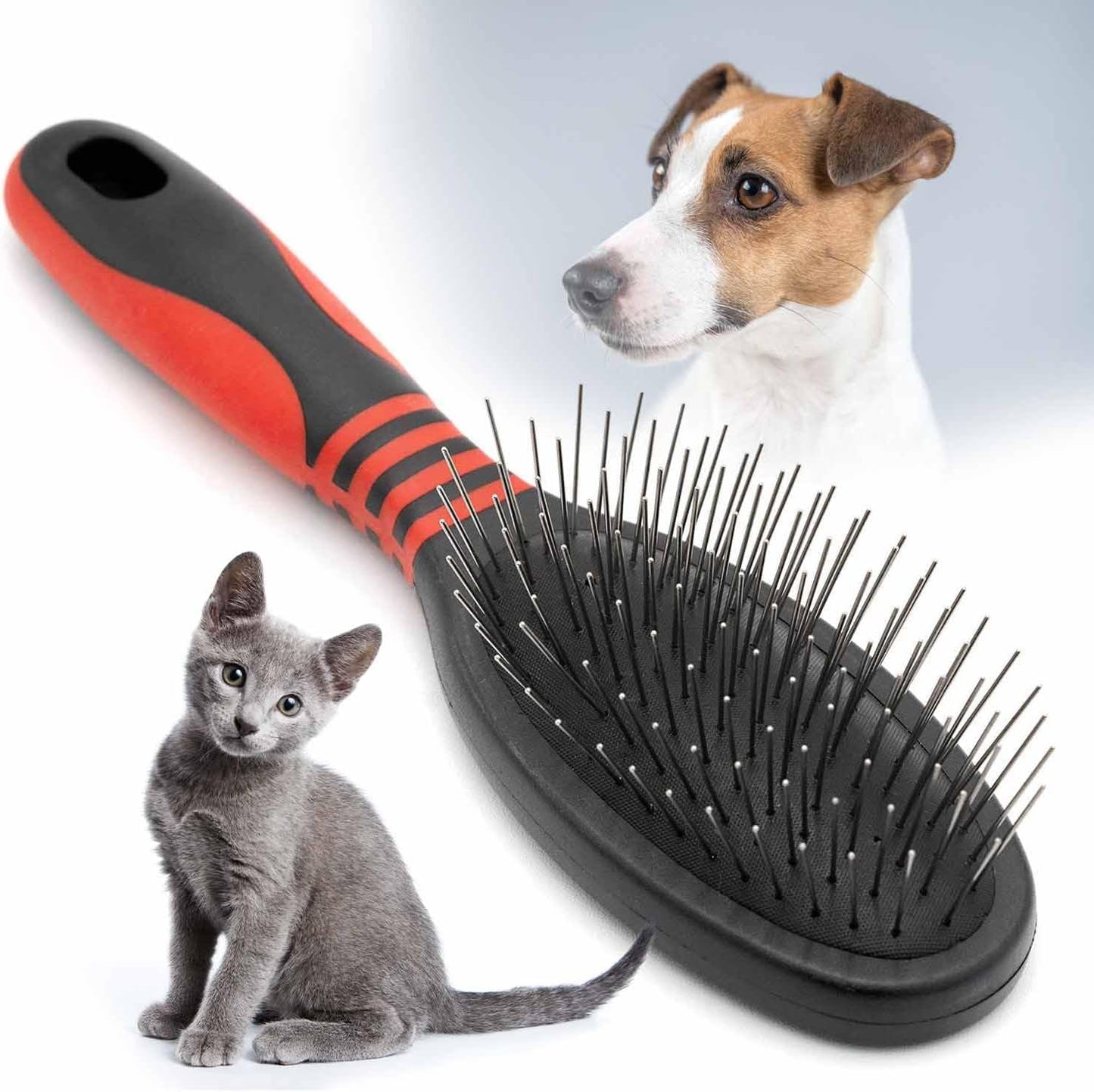 Jeffers Pet Double Sided Grooming Slicker Brush for Dogs, Cats, Puppies - Flexible Head with Stainless Steel Pins - Detangler Tool for Mats, Loose Fur, Shedding - Home or Professional Use - Small - Image 11