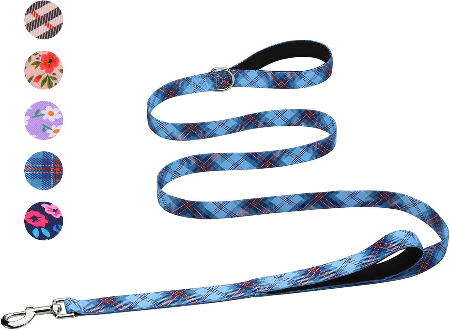 Hikiko Cute Girl Double Handle Dog Leash 6 Foot Padded Traffic Handles for Walking Training (Purple Floral, 6ft) - Image 15