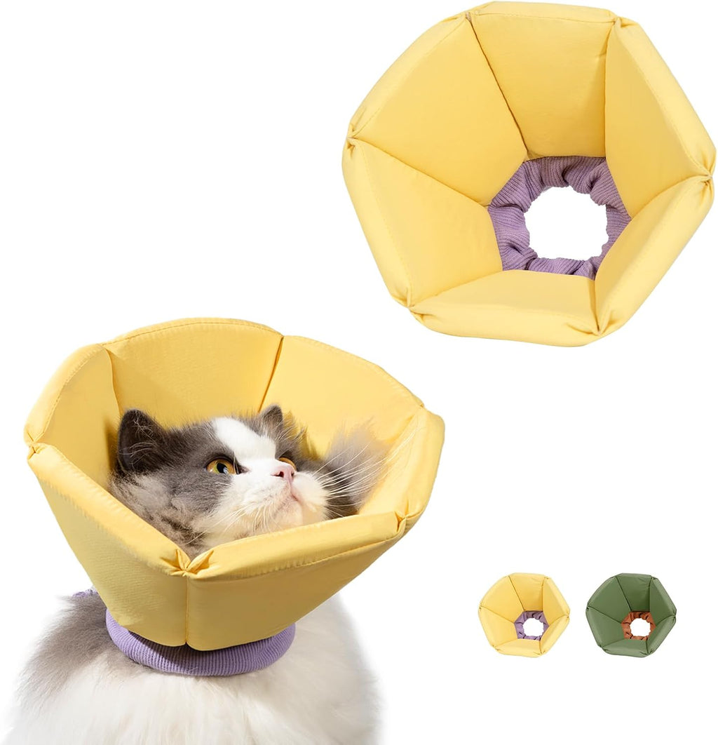 Cat Cone Collar Soft - Adjustable Recovery Collar for Cats & Small Dogs,Cute Waterproof E-Colar to Stop Licking & Scratching After Surgery Elizabethan Neck Cone(Yellow,L) - Image 10