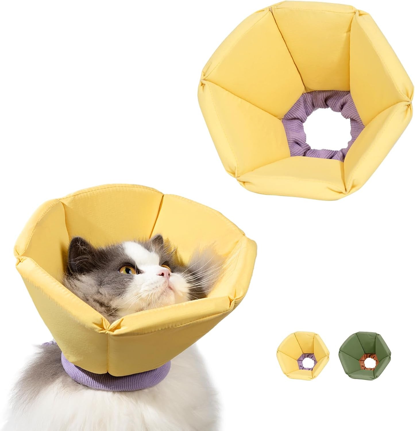 Cat Cone Collar Soft - Adjustable Recovery Collar for Cats & Small Dogs,Cute Waterproof E-Colar to Stop Licking & Scratching After Surgery Elizabethan Neck Cone(Yellow,L) - Image 10