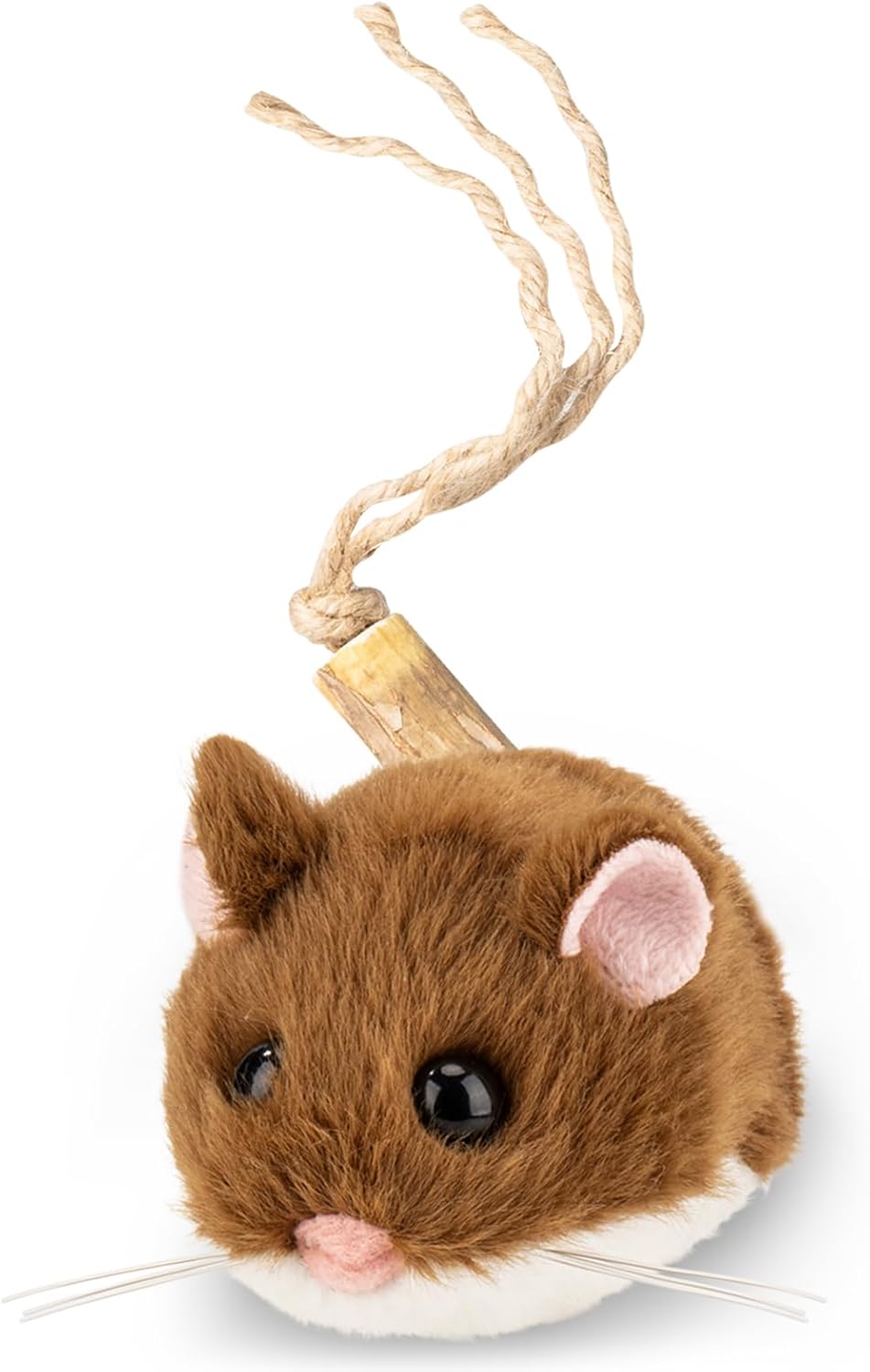 Migipaws smart mouse toy moving across a living room floor mimicking realistic prey behavior.
