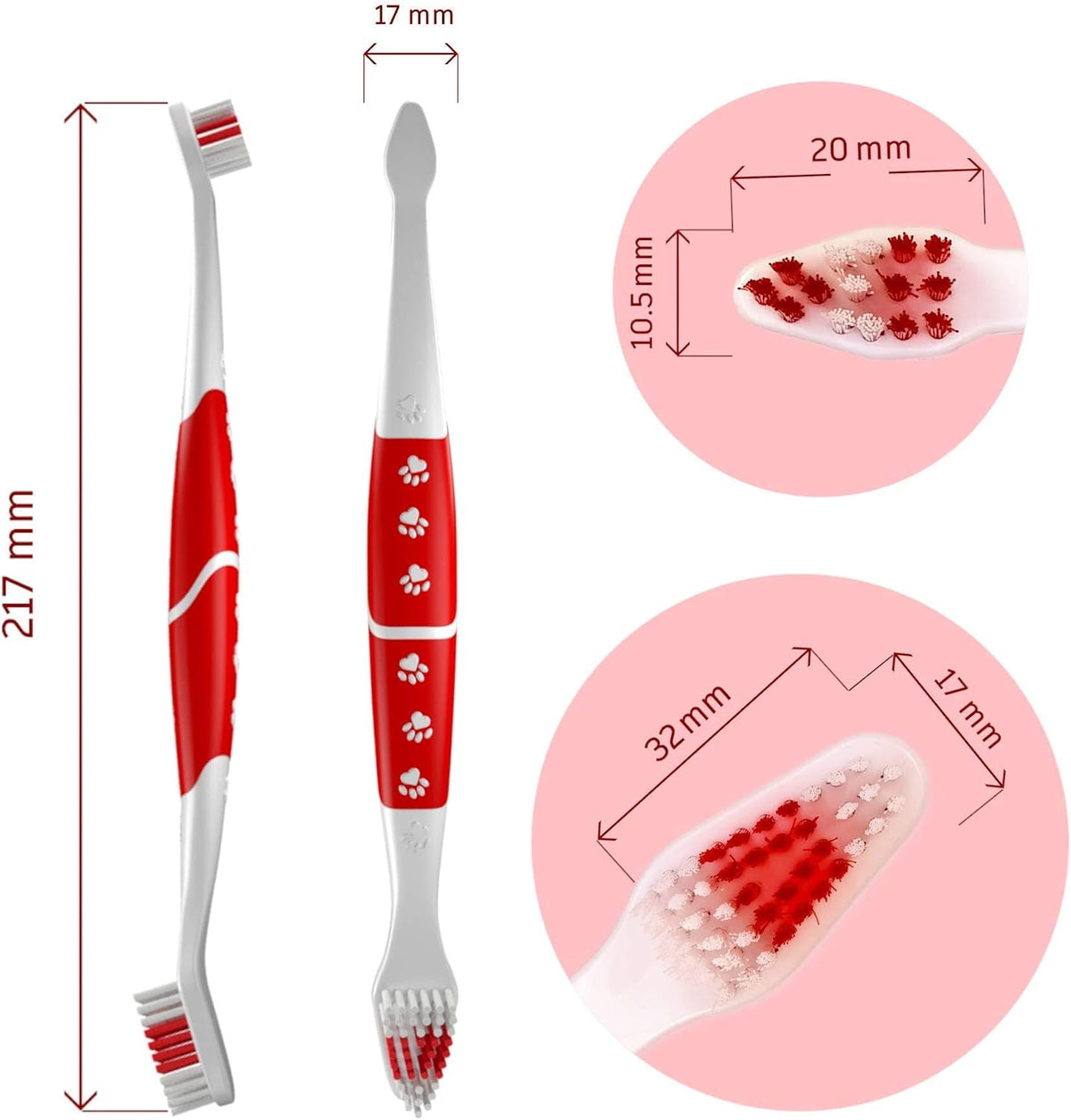 Close up of soft bristles on Pets & Pupps pet toothbrush